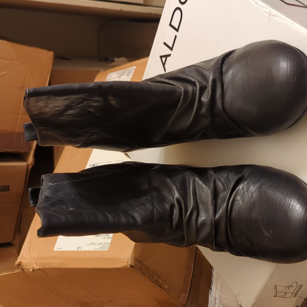 Aldo hidden wedge booties ankle boots black size 38 leather Swendsen